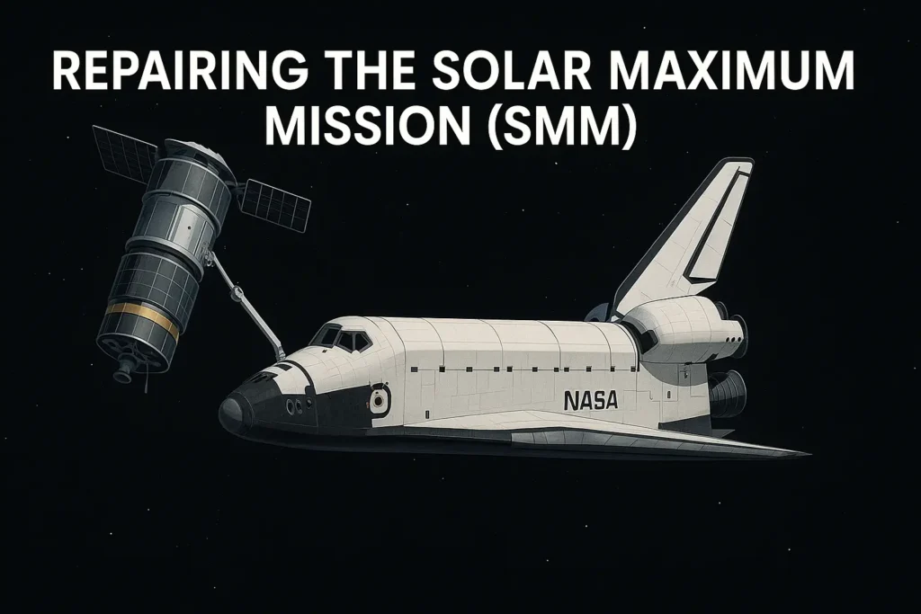 ChatGPT ha detto: The Solar Maximum Mission (SMM) repair in 1984 is one of the most historic spacecraft repairs ever performed, as it was NASA’s first in-orbit satellite servicing mission.