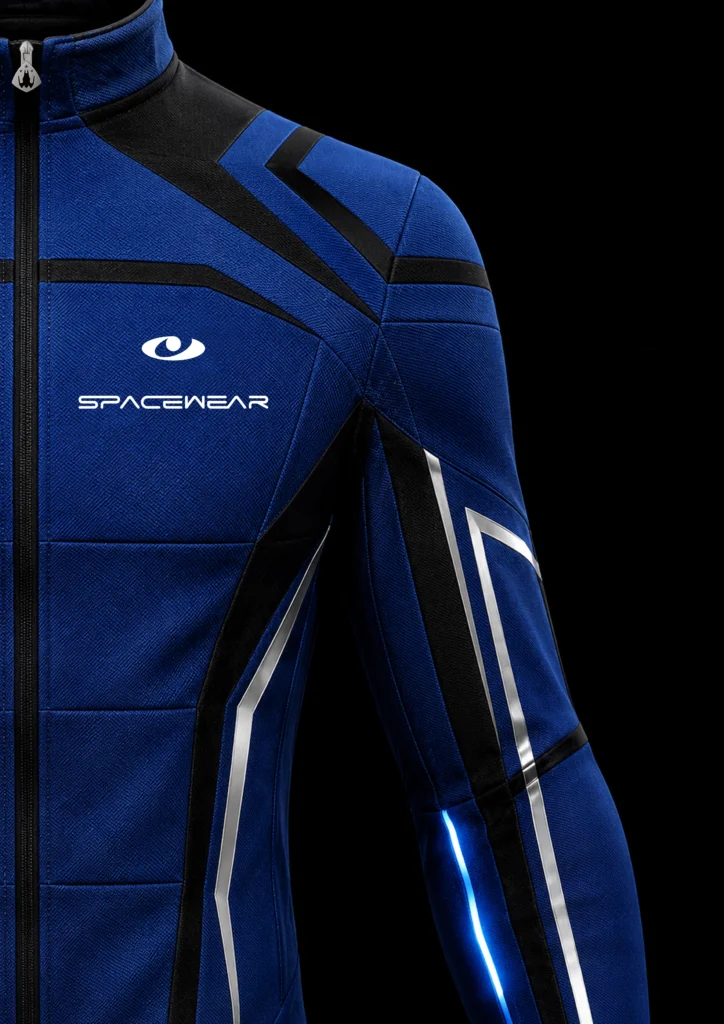 Detail of the new SFS3 design. Featuring next-generation fabric and an innovative ergonomic construction. Highlighted on the suit’s forearm is a light-based alert system designed to signal any critical issues that may arise during use. Credit: Spacewear